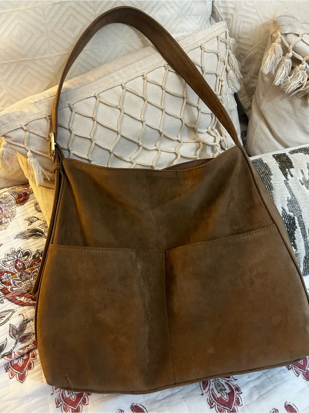 Brown Suede Shoulder Bag - Classic Everyday Hobo
